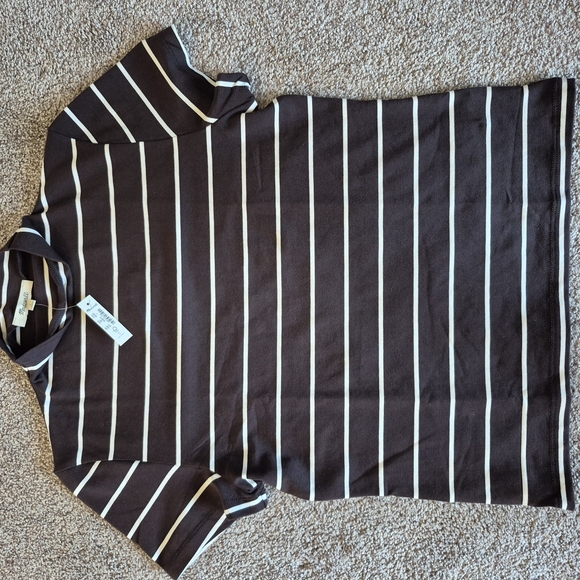 Striped Brown Turtleneck Top - Picture 4 of 7